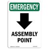Signmission Safety Sign, OSHA EMERGENCY, 5" Height, Assembly Point [Down Arrow], Portrait OS-EM-D-35-V-10429
